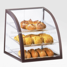 Personalized Aluminum Frame 3-Tier Dustproof Acrylic Shelving Clean Display Case Pizza Counter Display